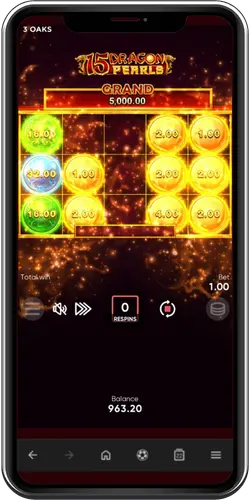 15 Dragon Pearls mobile Hold and Win bonus round