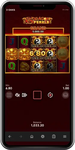 15 Dragon Pearls mobile spin and autoplay controls